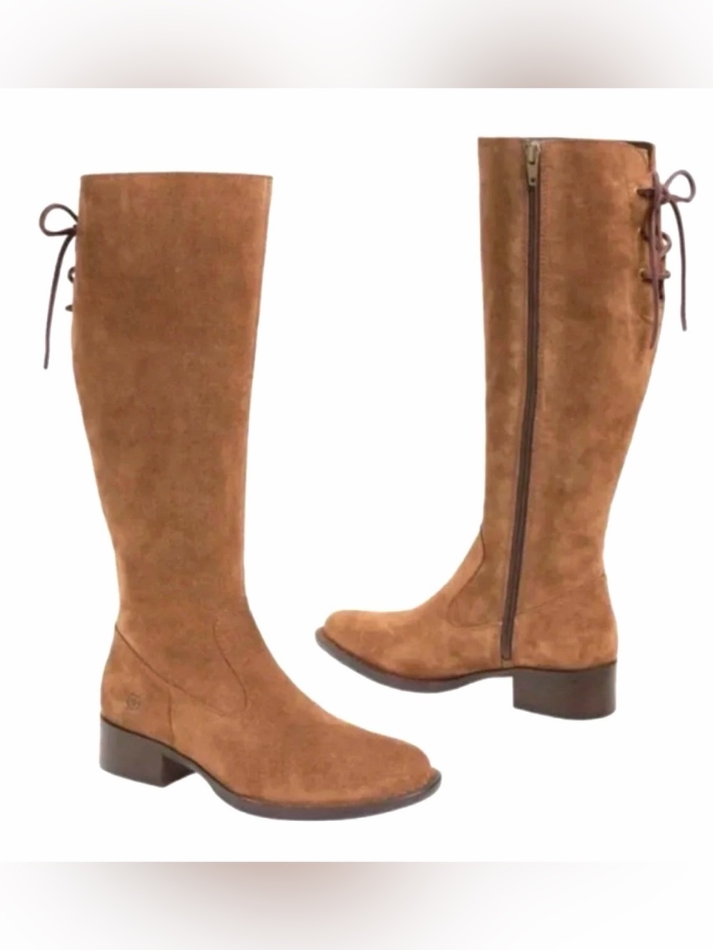Born Hayden Cotto Suede Lace-Back Boots Wide Calf